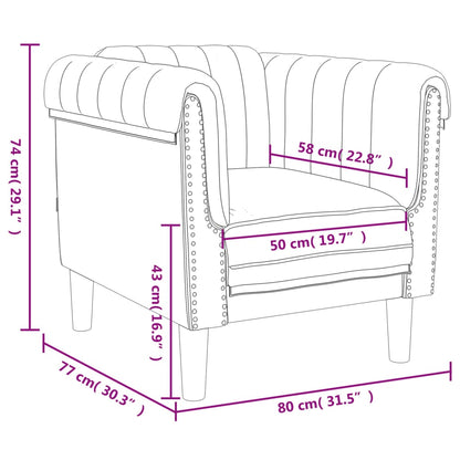Light grey velvet armchair