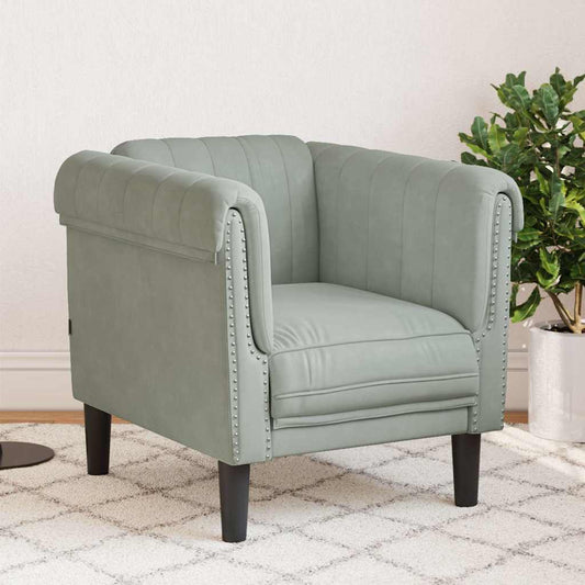 Light grey velvet armchair