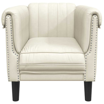 Cream colored velvet armchair