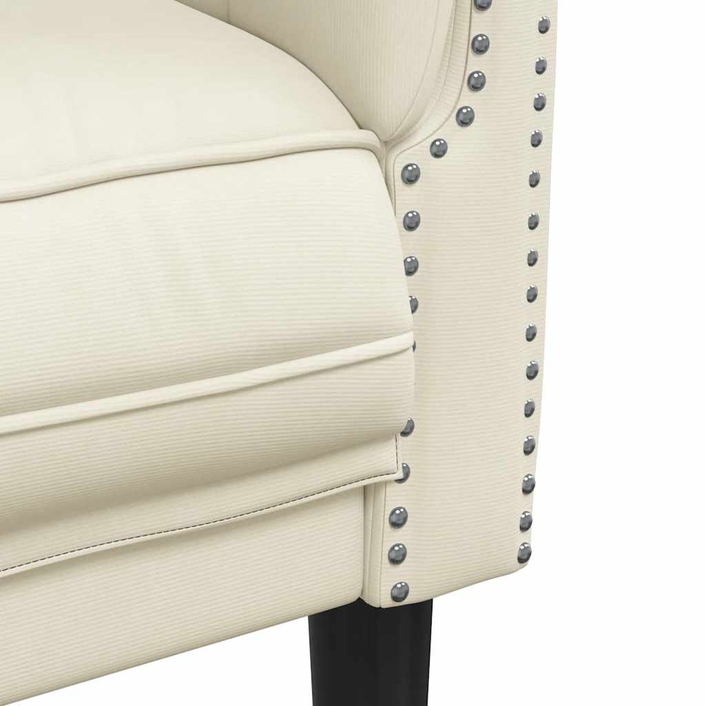 Cream colored velvet armchair