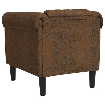 Brown faux suede armchair
