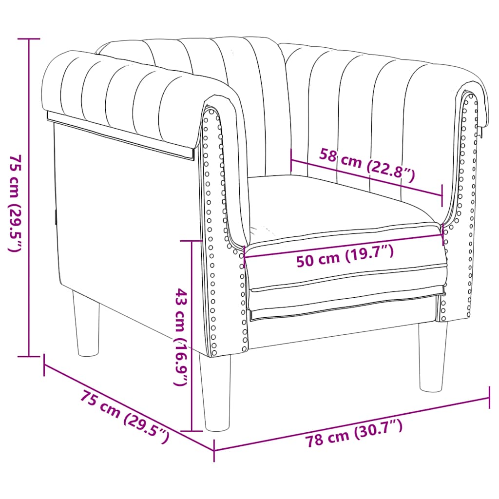 Brown faux suede armchair