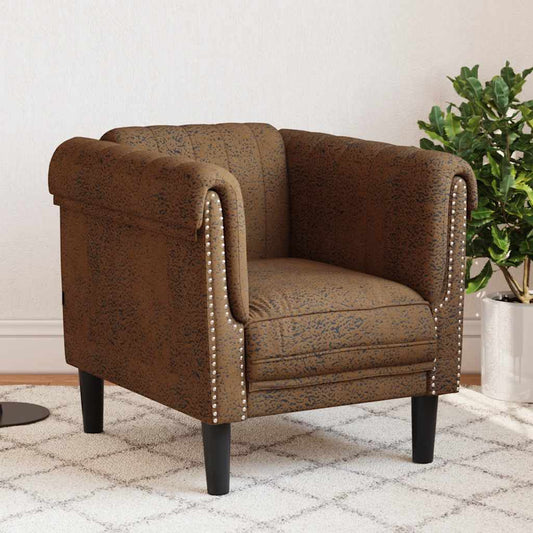 Brown faux suede armchair