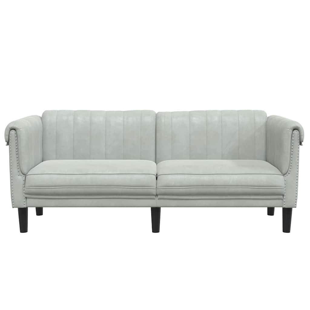 Light grey velvet 2-seater sofa