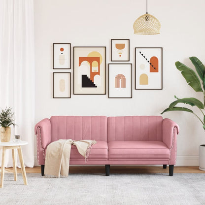 2-seater pink velvet sofa