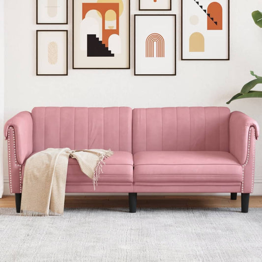 2-seater pink velvet sofa