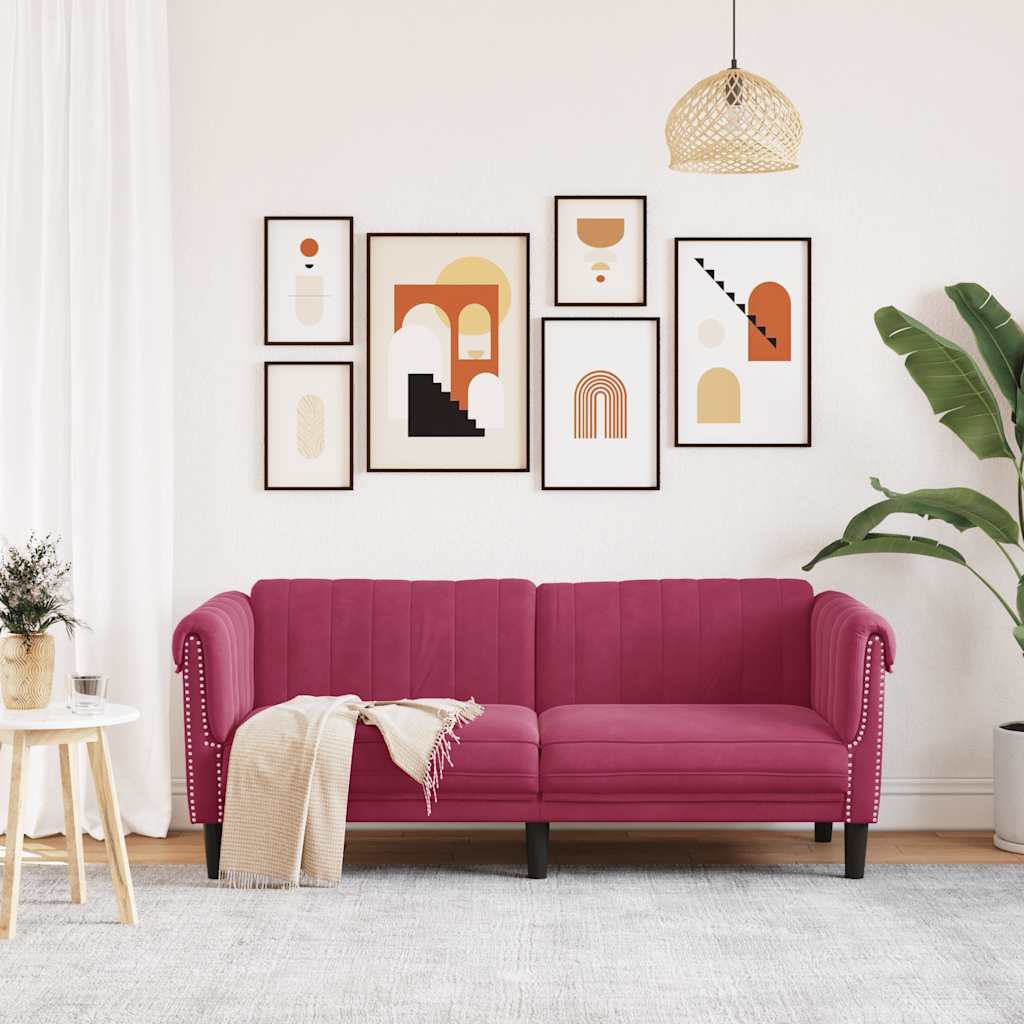 2 seater sofa in red velvet