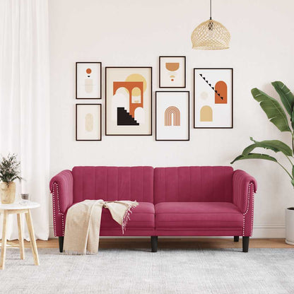 2 seater sofa in red velvet