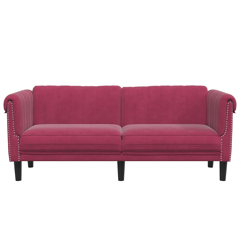 2 seater sofa in red velvet