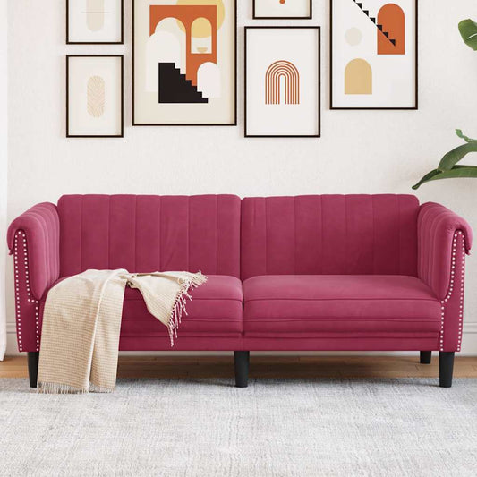 2 seater sofa in red velvet