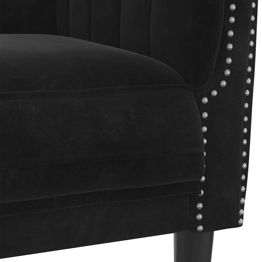 2 seater black velvet sofa
