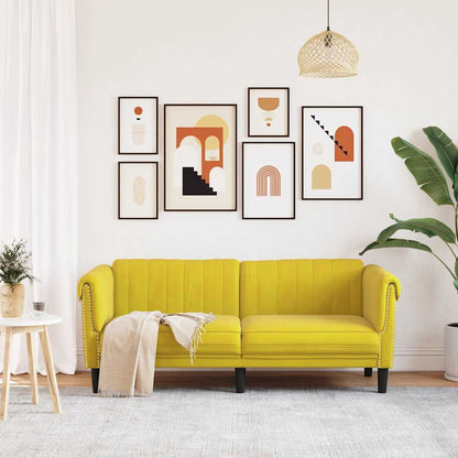 Yellow velvet 2-seater sofa
