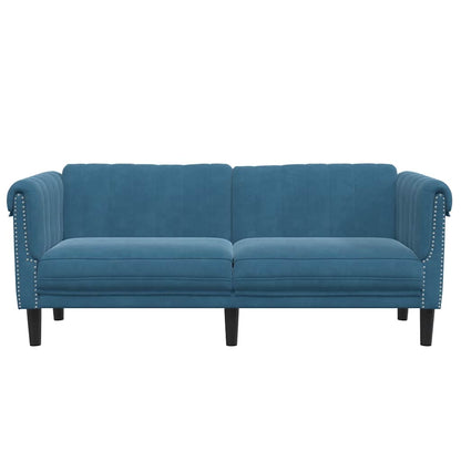 2 seater blue velvet sofa