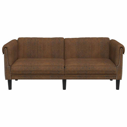 2-seater sofa in brown faux suede