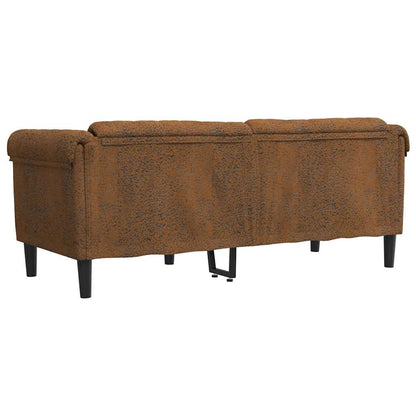 2-seater sofa in brown faux suede