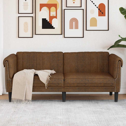 2-seater sofa in brown faux suede