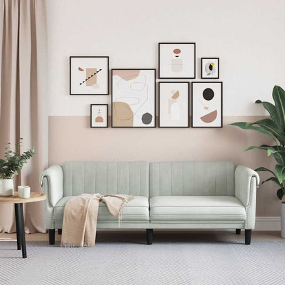 Light grey velvet 3-seater sofa