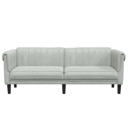 Light grey velvet 3-seater sofa