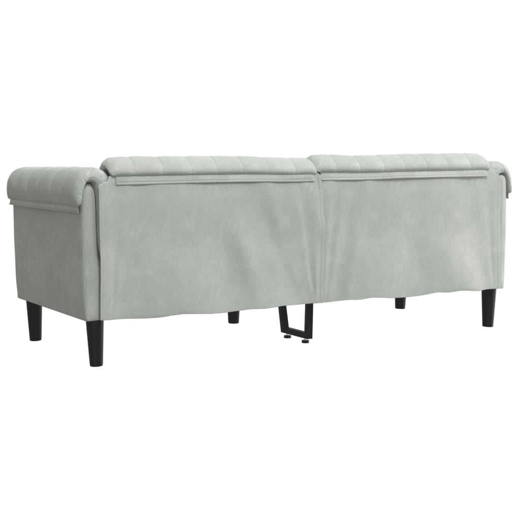 Light grey velvet 3-seater sofa