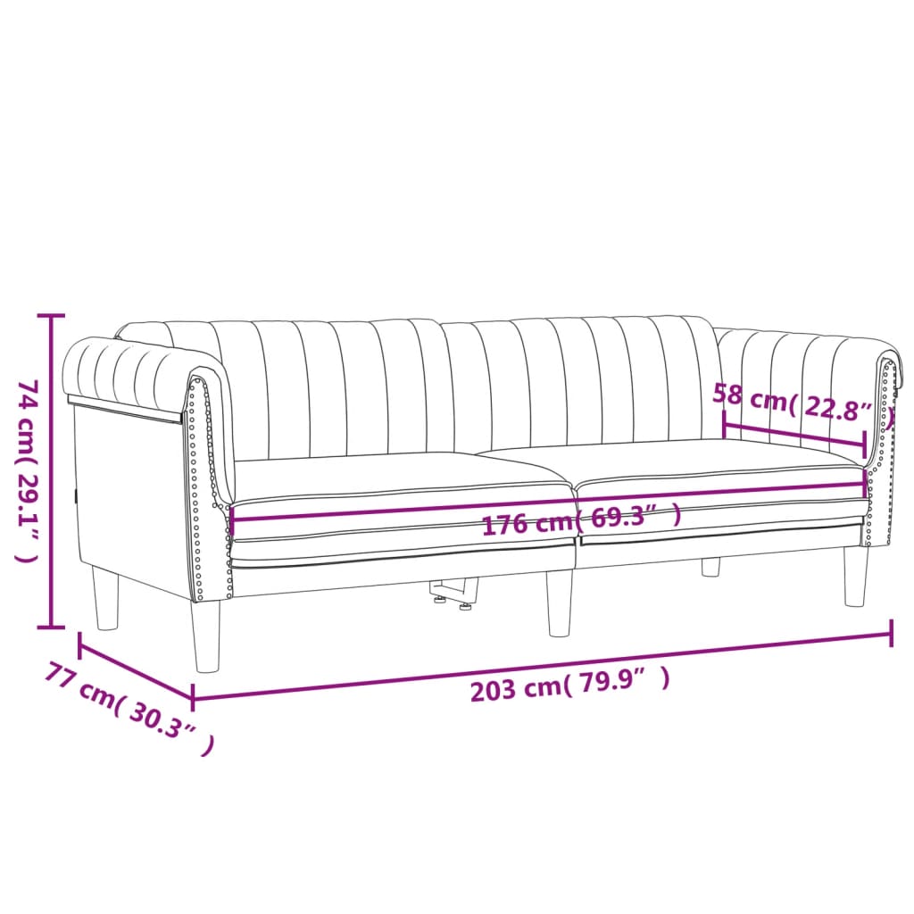 Light grey velvet 3-seater sofa