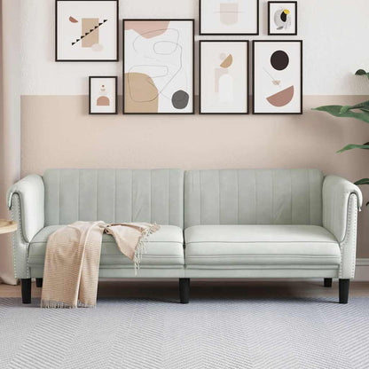 Light grey velvet 3-seater sofa