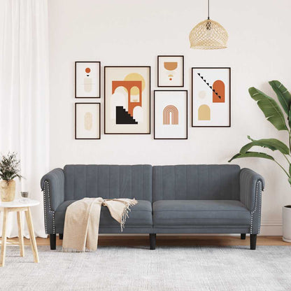 Dark grey velvet 3-seater sofa