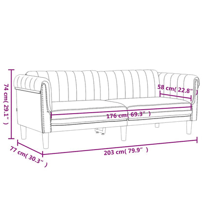 Dark grey velvet 3-seater sofa