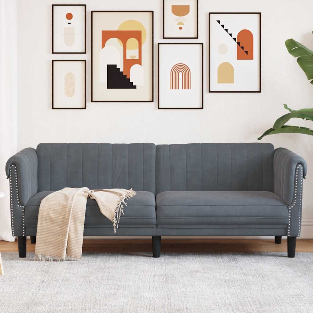Dark grey velvet 3-seater sofa
