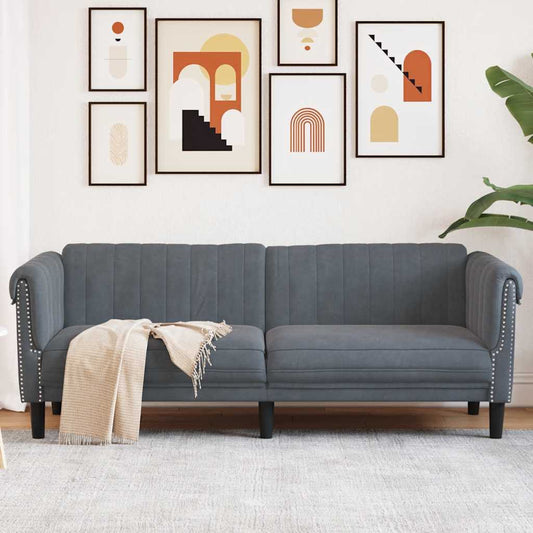 Dark grey velvet 3-seater sofa