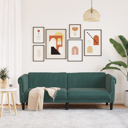 Dark green velvet 3-seater sofa