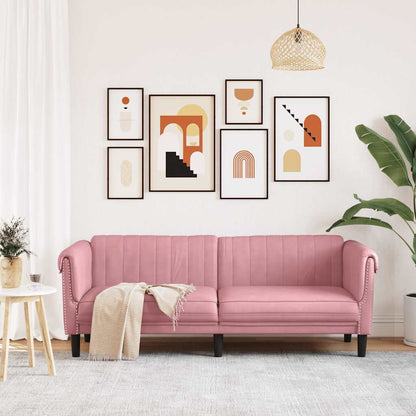 3-seater pink velvet sofa