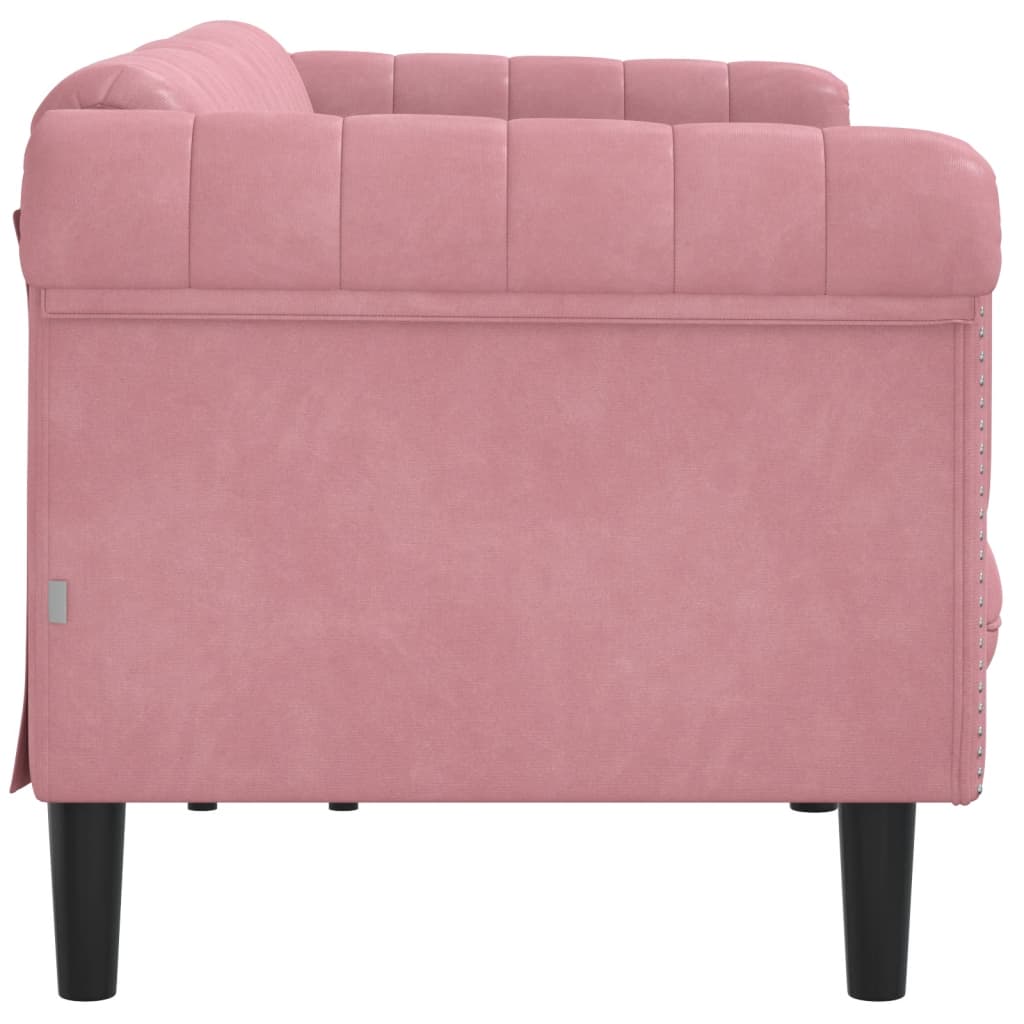3-seater pink velvet sofa