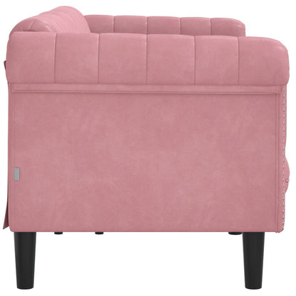 3-seater pink velvet sofa