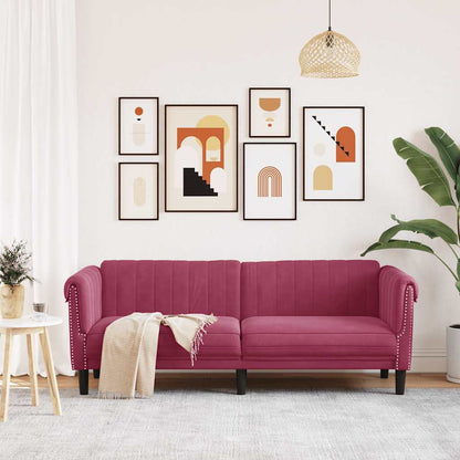 3 seater sofa in red velvet