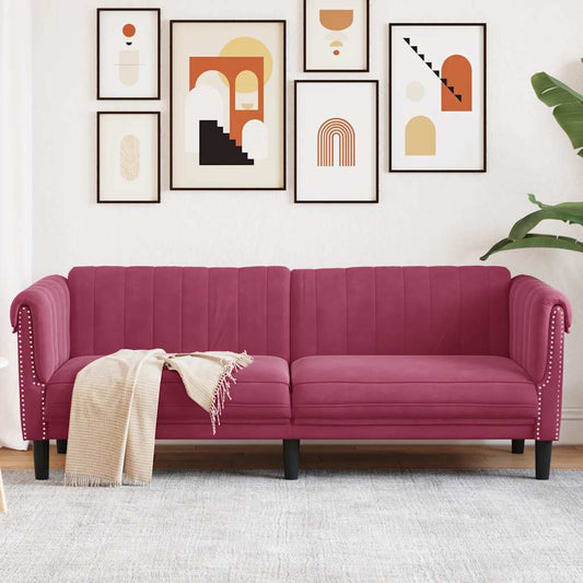 3 seater sofa in red velvet