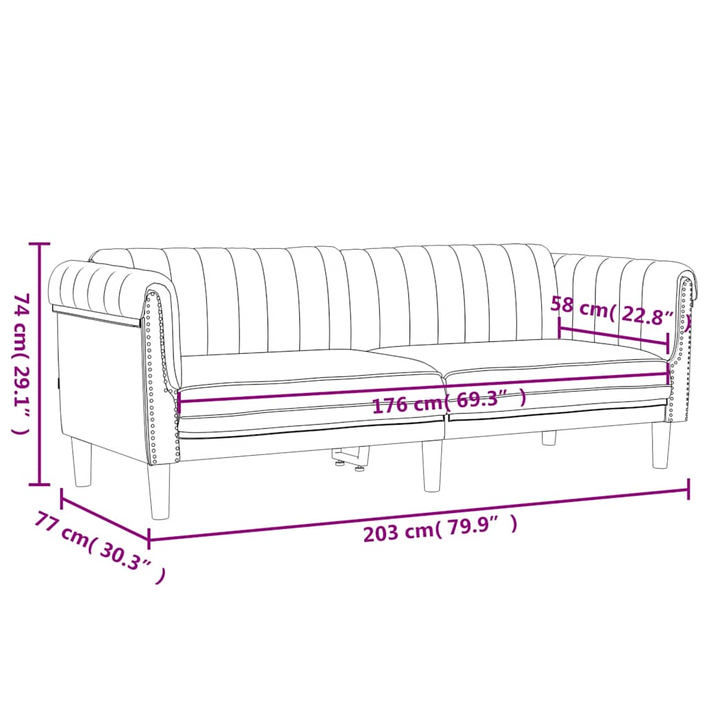 3-seater cream velvet sofa
