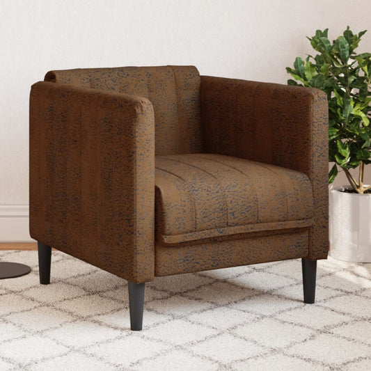 Brown faux suede armchair