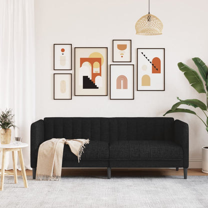 2 seater black fabric sofa