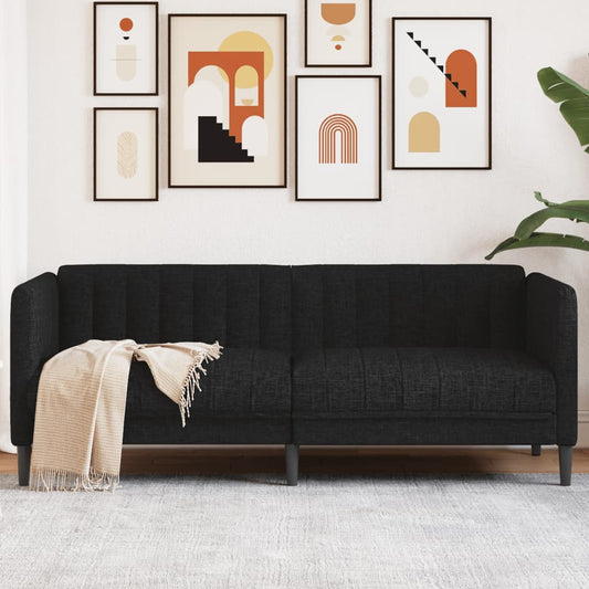 2 seater black fabric sofa