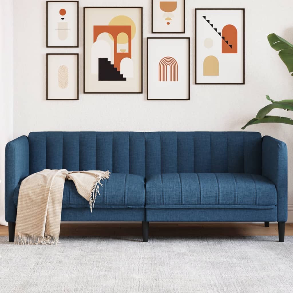 2 seater blue fabric sofa