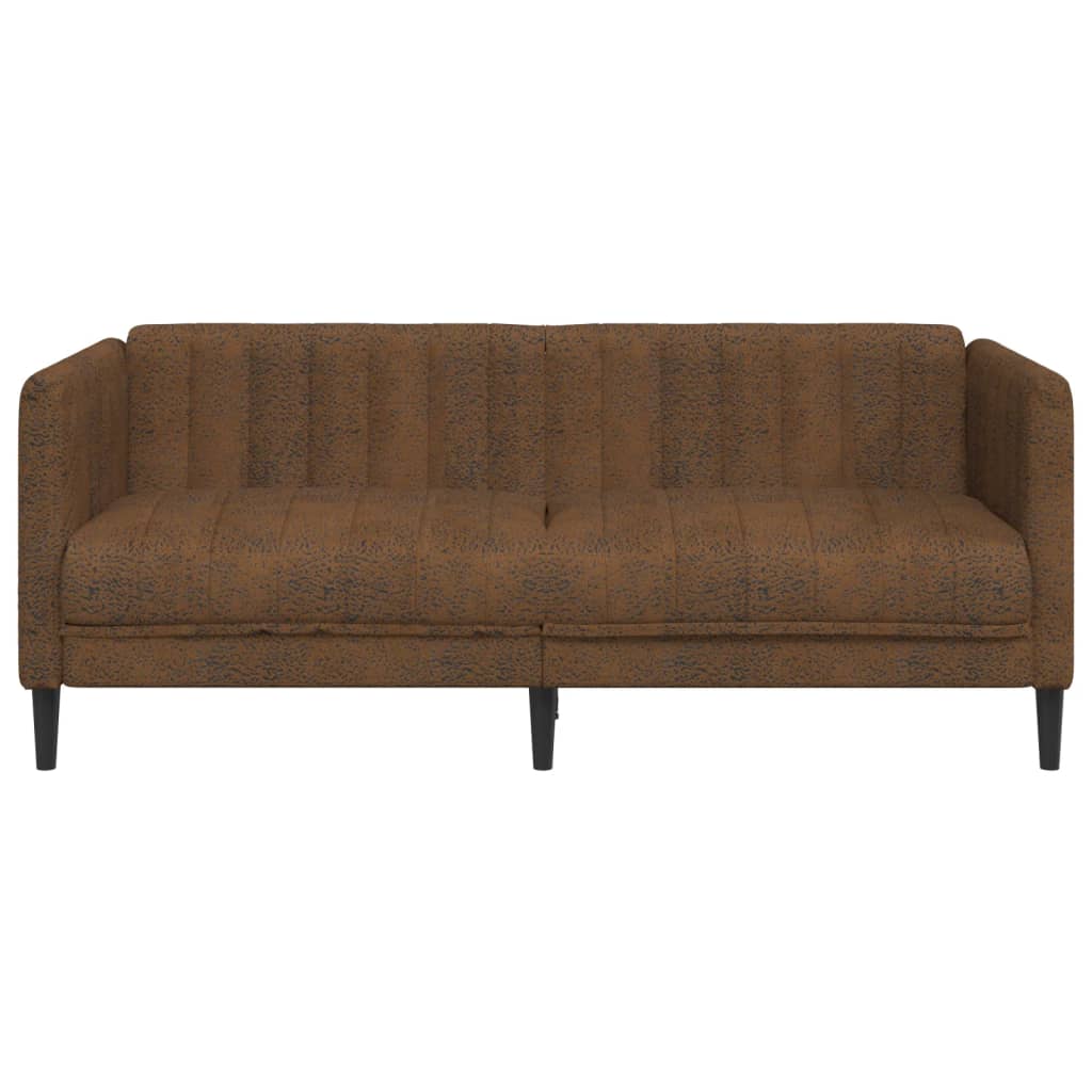 2-seater sofa in brown faux suede