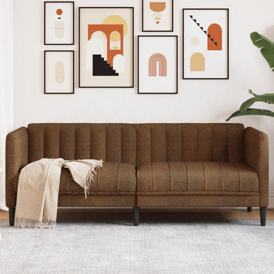 2-seater sofa in brown faux suede