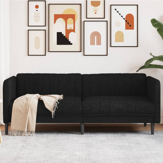 3 seater black fabric sofa