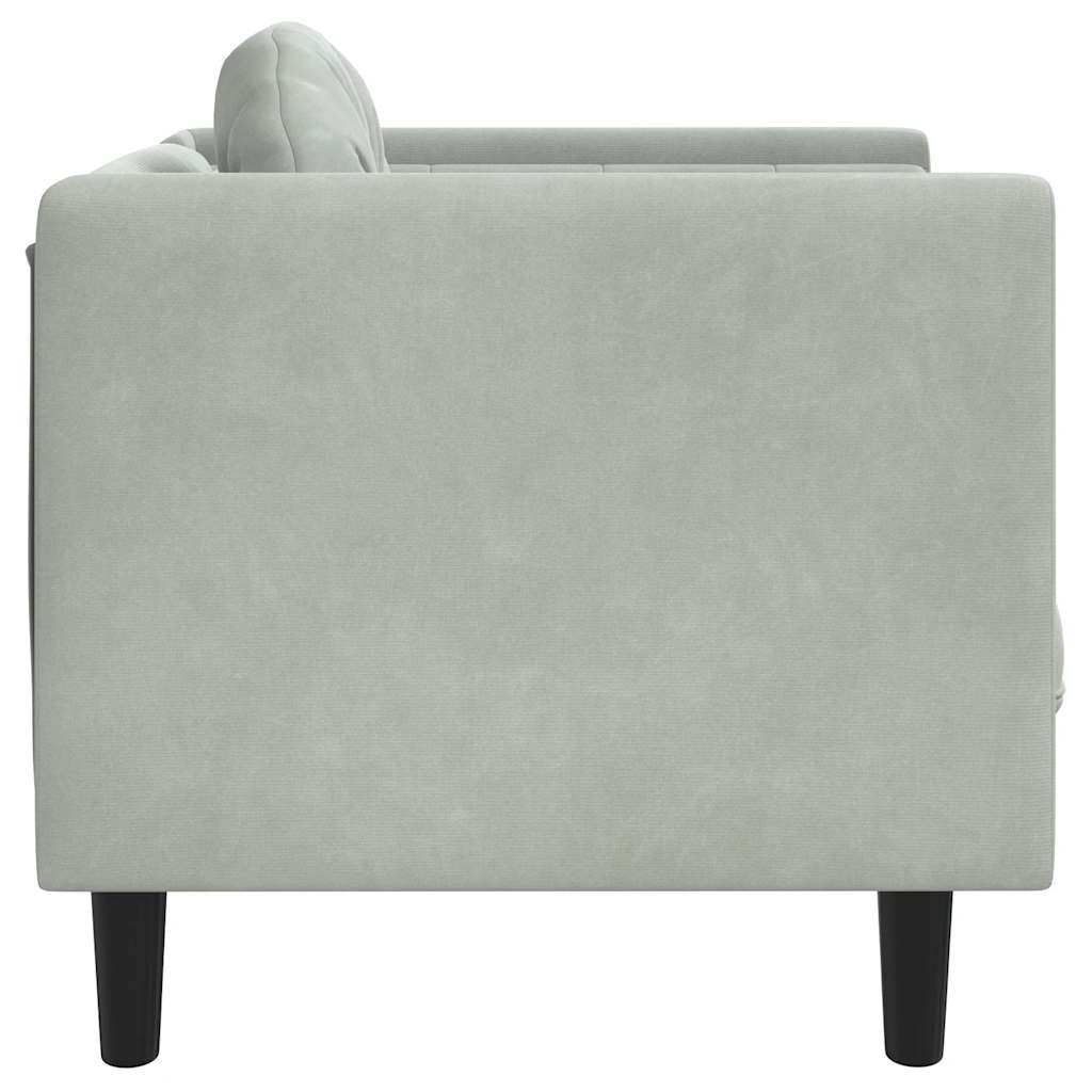 Armchair with light grey velvet cushion