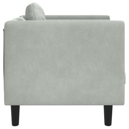 Armchair with light grey velvet cushion