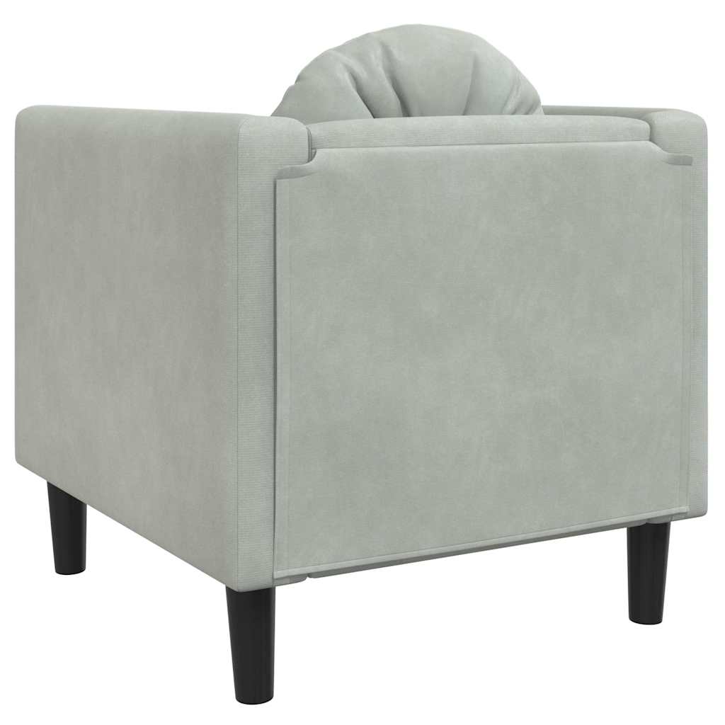 Armchair with light grey velvet cushion