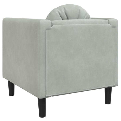 Armchair with light grey velvet cushion