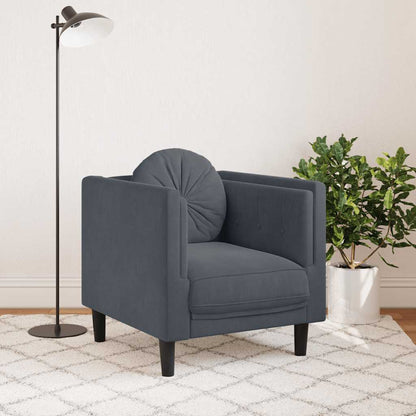 Armchair with dark grey velvet cushion