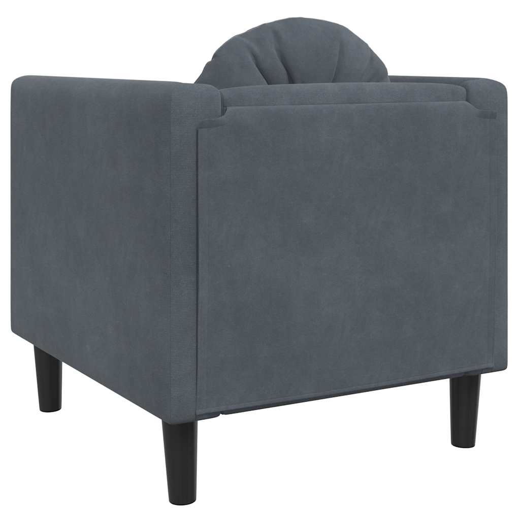 Armchair with dark grey velvet cushion