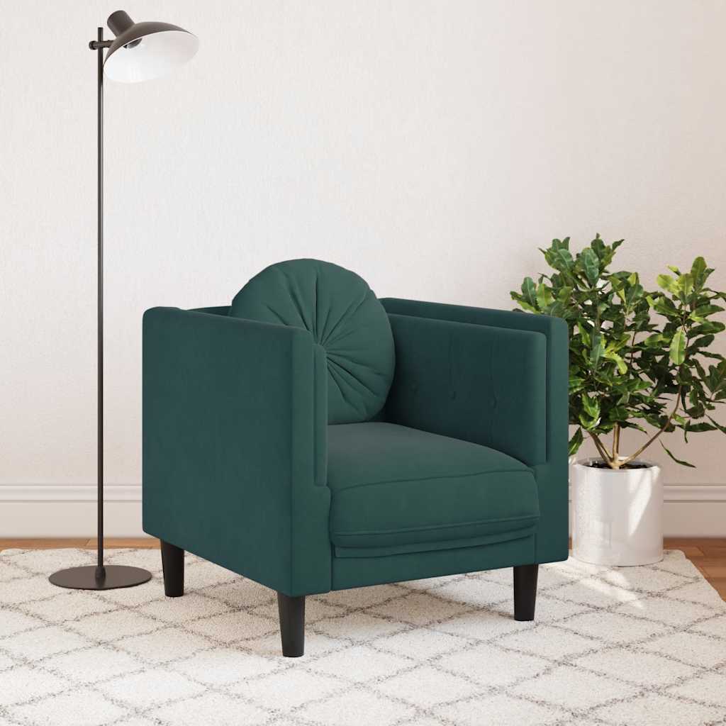 Poltrona com almofadão veludo verde-escuro